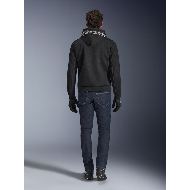 Felpa da motociclista Alpinestars Chrome Superairflow, nera-grigio scuro-bianca