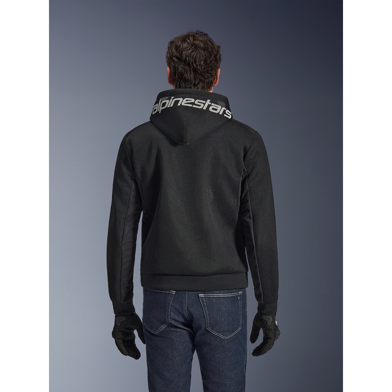 Felpa da motociclista Alpinestars Chrome Superairflow, nera-grigio scuro-bianca
