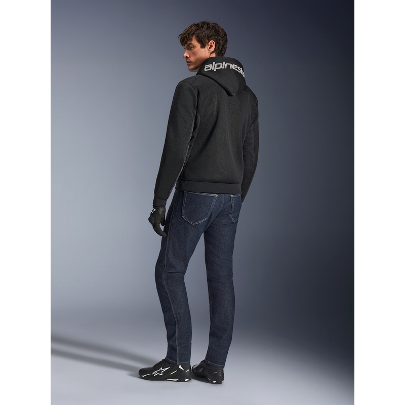 Felpa da motociclista Alpinestars Chrome Superairflow, nera-grigio scuro-bianca