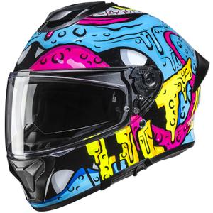 Casco integrale da moto HJC C71 Squeeze MC28 blu-giallo-rosa