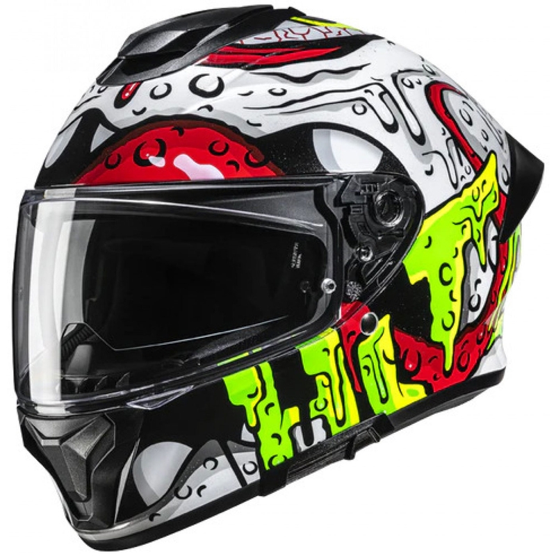 Casco integrale da moto HJC C71 Squeeze MC41 bianco-giallo-rosso