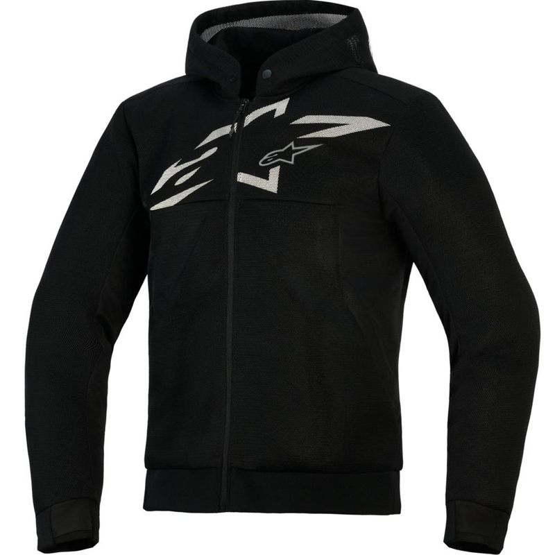 Felpa da motociclista Alpinestars Chrome Superairflow, nera-grigio scuro-bianca