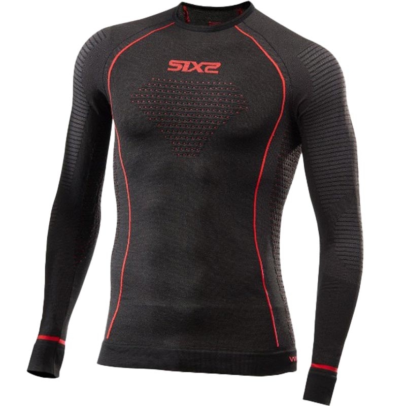 T-shirt funzionale a maniche lunghe SIXS TS2W CU nero-rosso