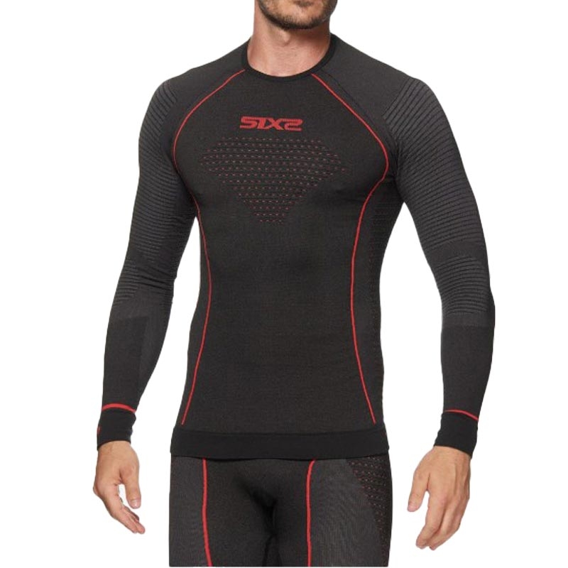 T-shirt funzionale a maniche lunghe SIXS TS2W CU nero-rosso