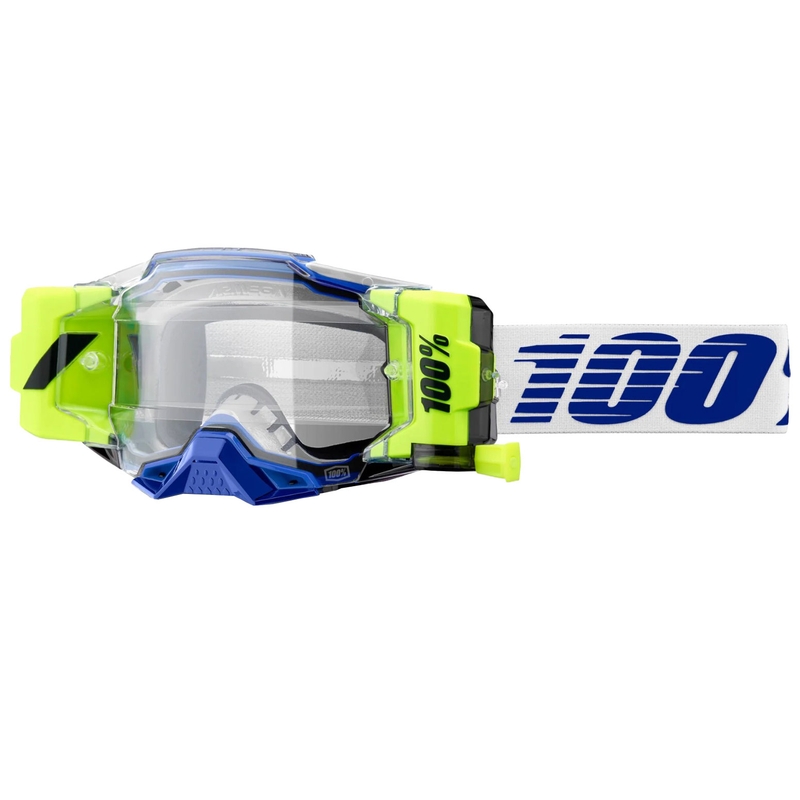 Occhiali da motocross 100% - USA Armega Forecast blu con plexiglass trasparente