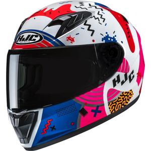 Casco integrale da moto per bambini HJC Y10 Mika MC28 bianco-rosa-blu