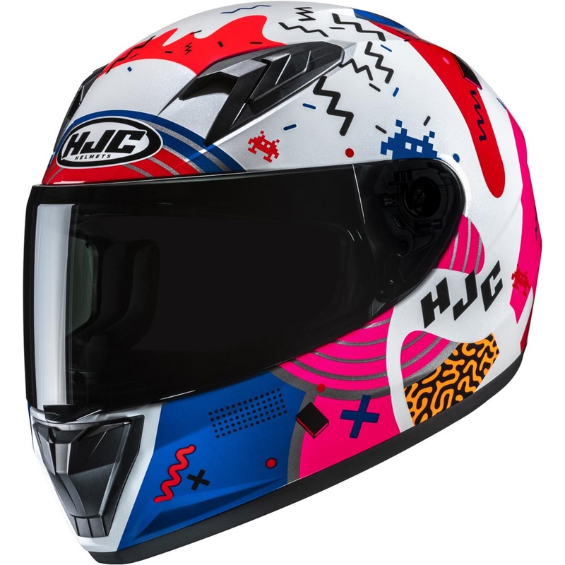 Casco integrale da moto per bambini HJC Y10 Mika MC28 bianco-rosa-blu