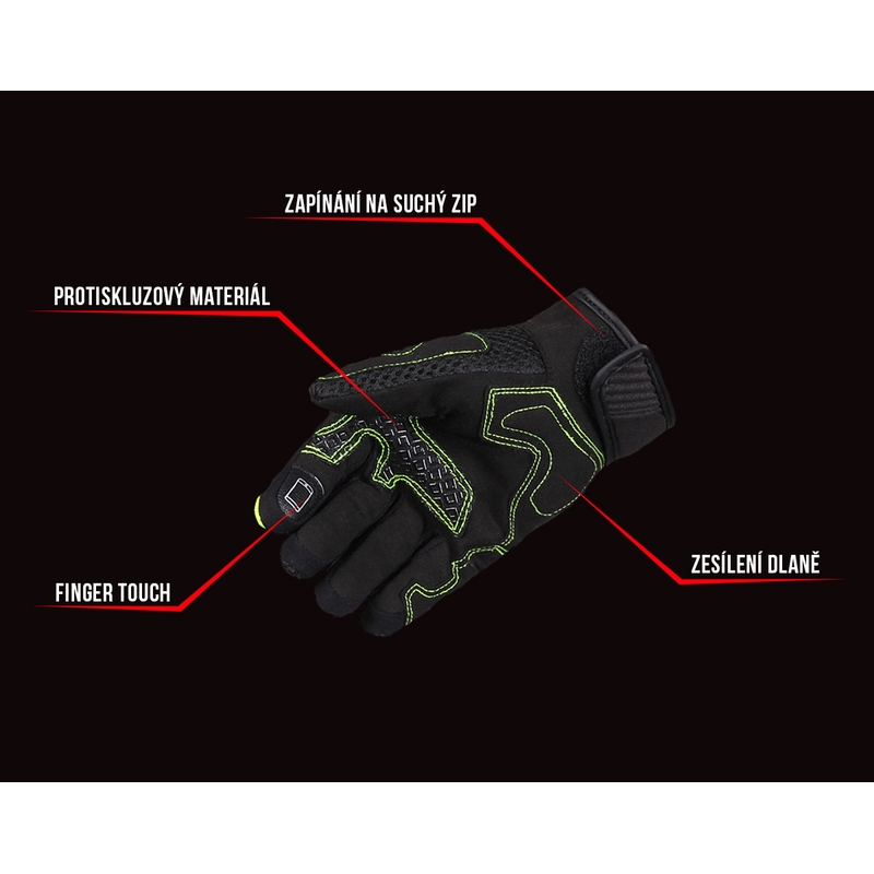 Guanti da moto Street Racer Stunt Nero-Giallo Fluo