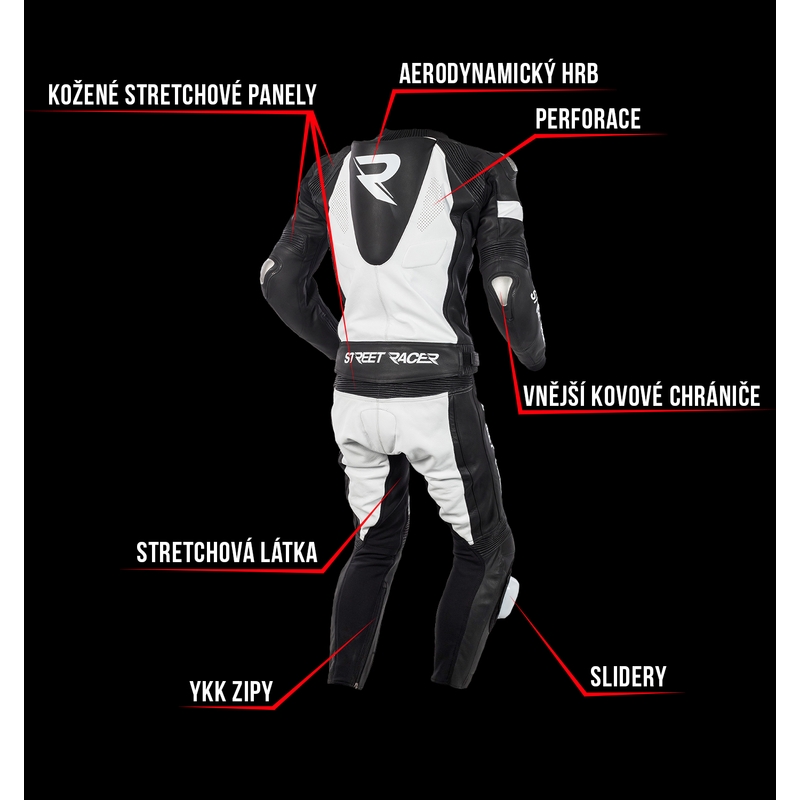 Tuta da uomo Street Racer Fasttrack in bianco e nero Saldi