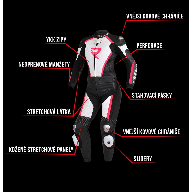 Tuta donna Street Racer Kiara nero-bianco-rosa fluo Saldi