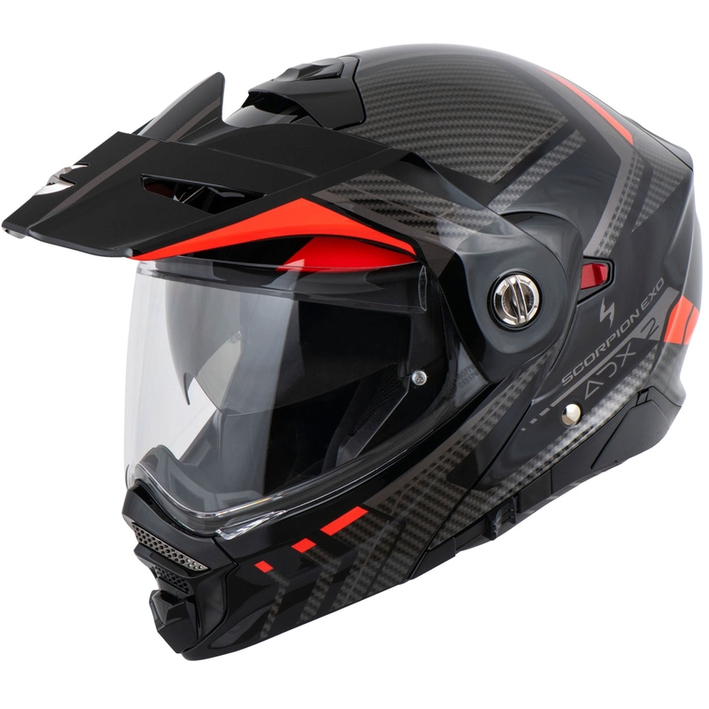 Casco da moto apribile Scorpion ADX-2 LEWIS nero-rosso