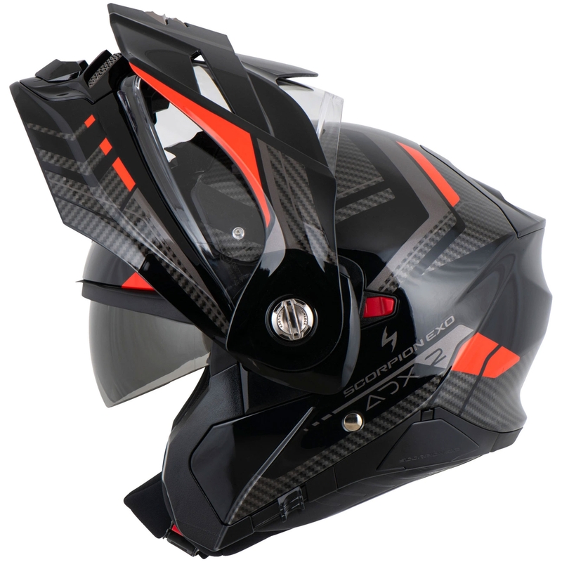 Casco da moto apribile Scorpion ADX-2 LEWIS nero-rosso