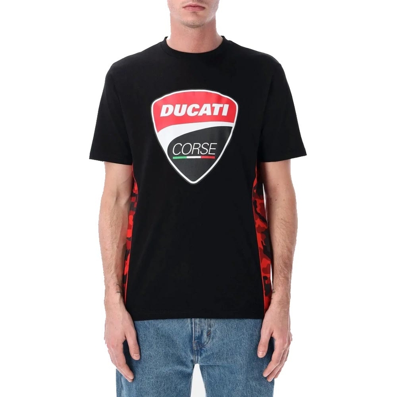 T-shirt nera Ducati Corse CAMU DETAILS