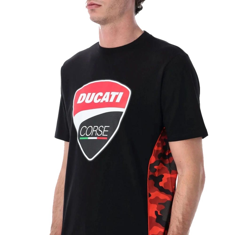 T-shirt nera Ducati Corse CAMU DETAILS