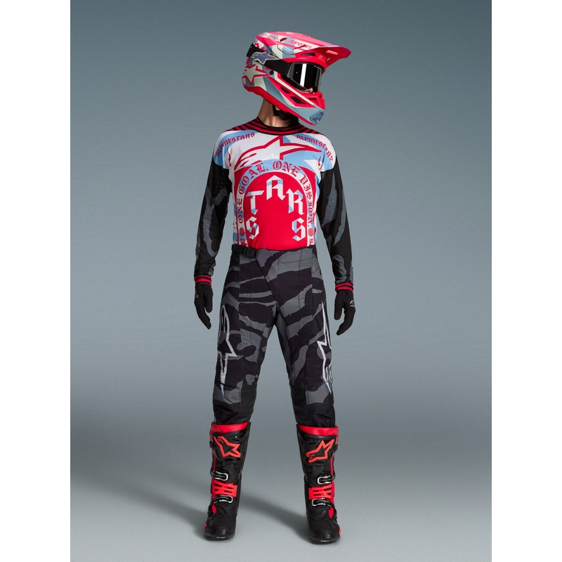 Pantaloni da motocross Alpinestars Techstar edizione limitata Beast Coast grigio-nero-arancione