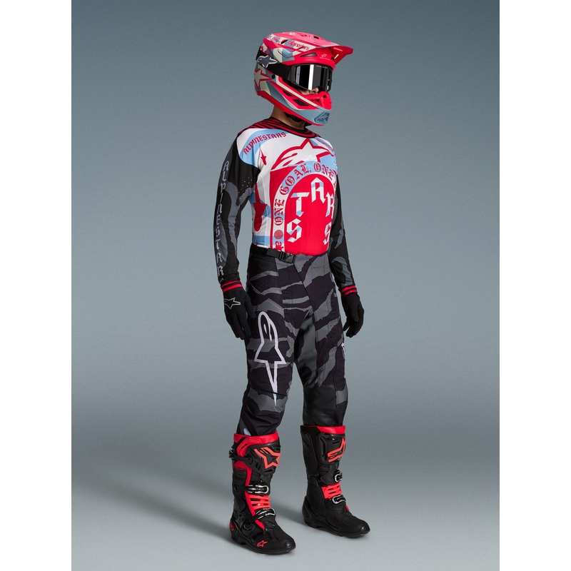 Pantaloni da motocross Alpinestars Techstar edizione limitata Beast Coast grigio-nero-arancione