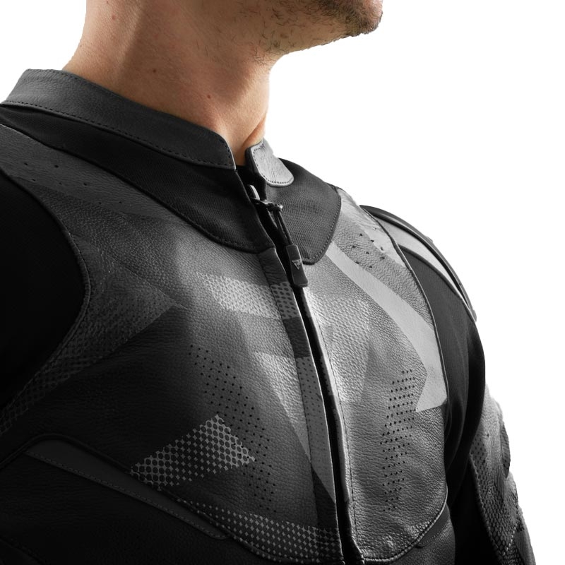 Giacca da motociclista in pelle Rebelhorn Inferno nera