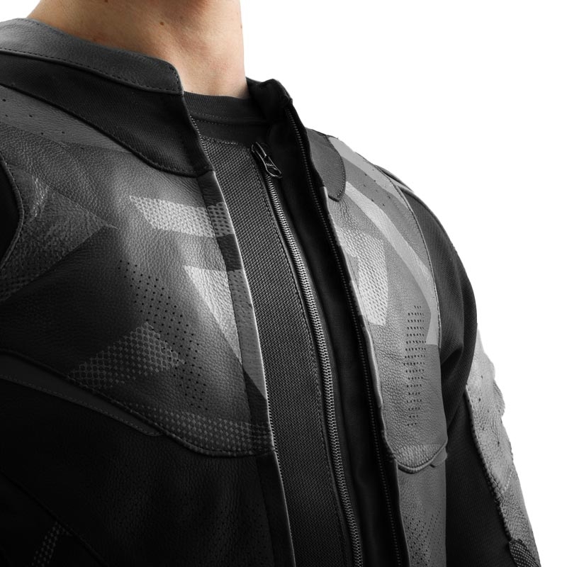Giacca da motociclista in pelle Rebelhorn Inferno nera