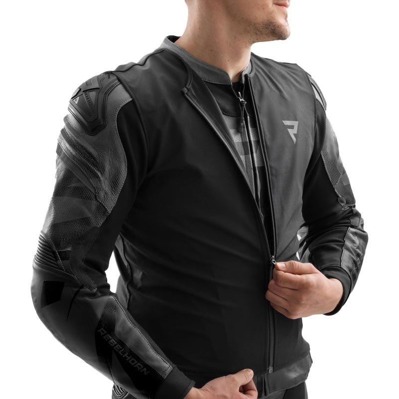 Giacca da motociclista in pelle Rebelhorn Inferno nera