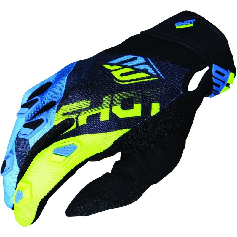 Motokrosové rukavice Shot DEVO Ultimate modro-fluo žluté výprodej