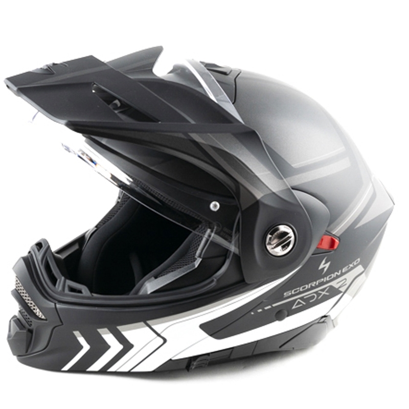 Casco da moto modulare Scorpion ADX-2 LEWIS nero opaco-argento