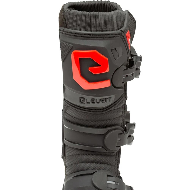 Stivali da motocross Eleveit X-Peak per bambini, neri e rossi