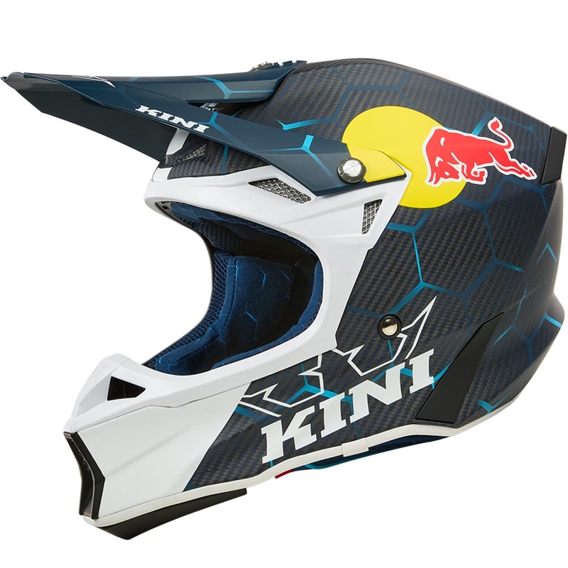 Casco da motocross KINI Red Bull MXC2 2.0 blu-bianco