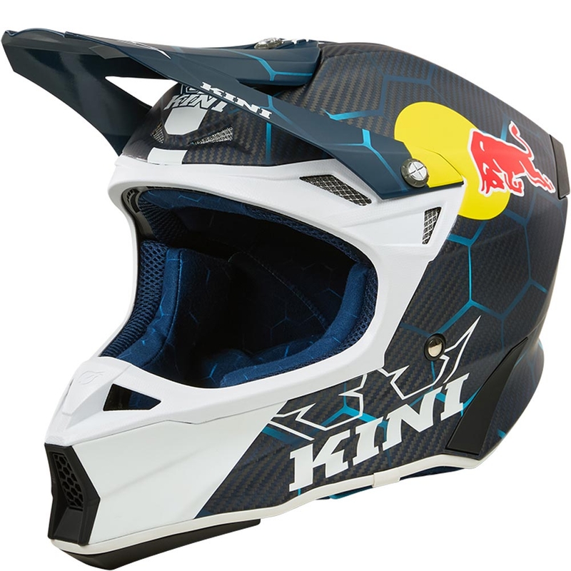 Casco da motocross KINI Red Bull MXC2 2.0 blu-bianco