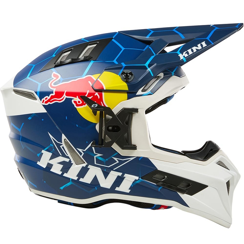Casco da motocross KINI Red Bull EXC blu-bianco
