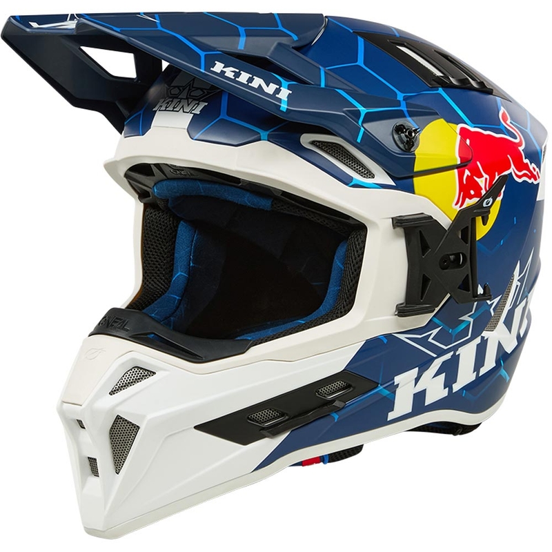 Casco da motocross KINI Red Bull EXC blu-bianco