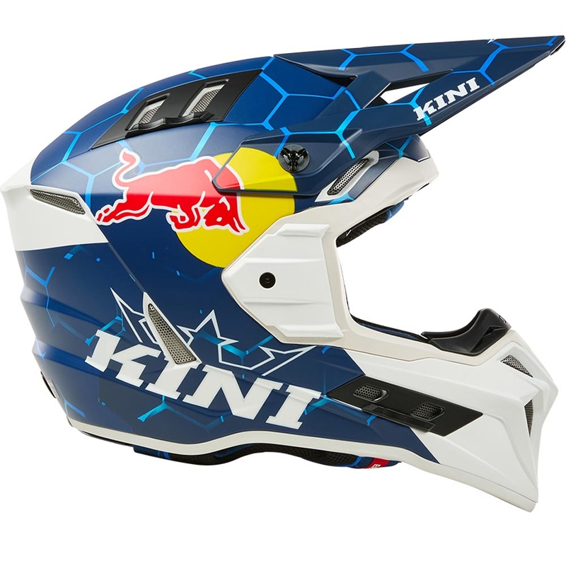 Casco da motocross KINI Red Bull EXC blu-bianco