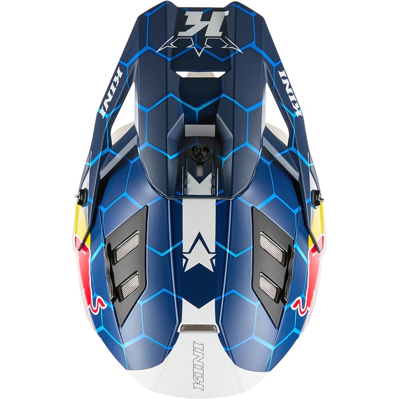 Casco da motocross KINI Red Bull EXC blu-bianco