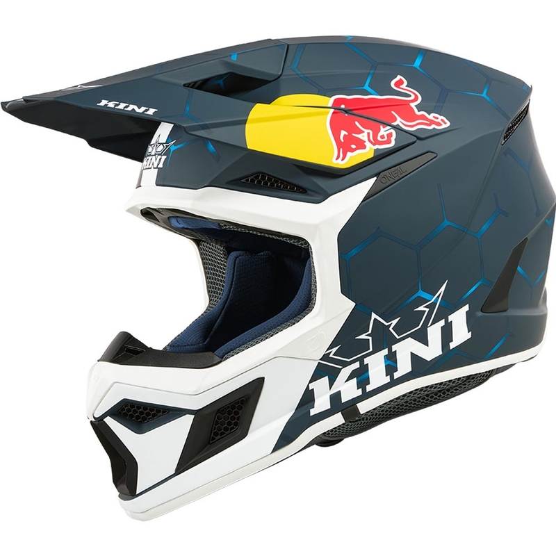 Casco da motocross KINI Red Bull MX3 1.0 blu-bianco