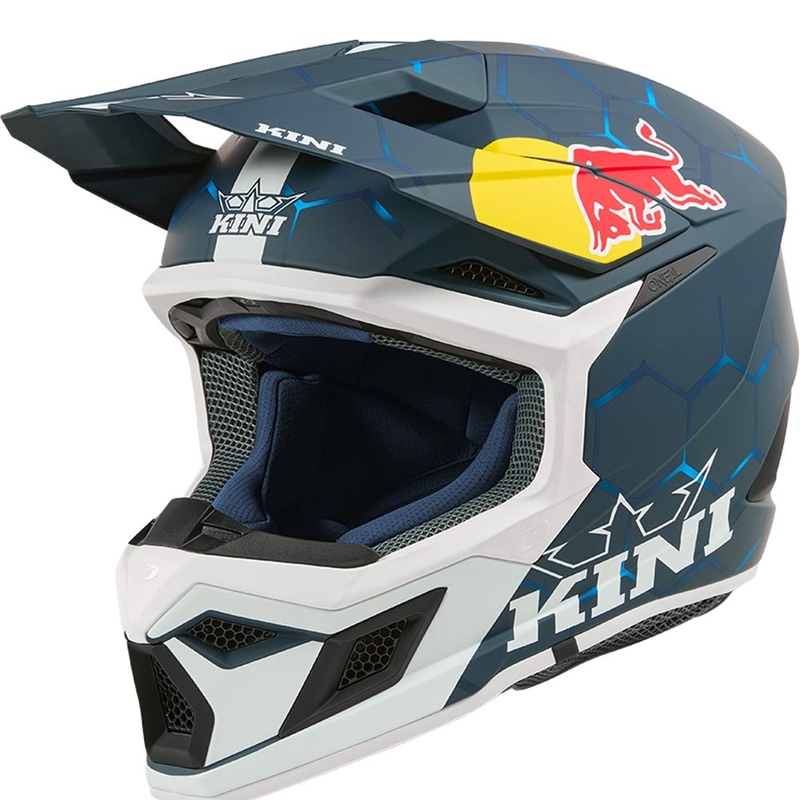 Casco da motocross KINI Red Bull MX3 1.0 blu-bianco