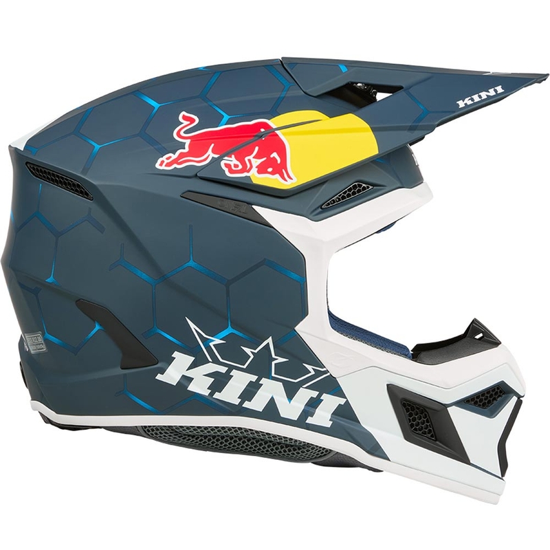 Casco da motocross per bambini KINI Red Bull MX3 1.0 blu-bianco