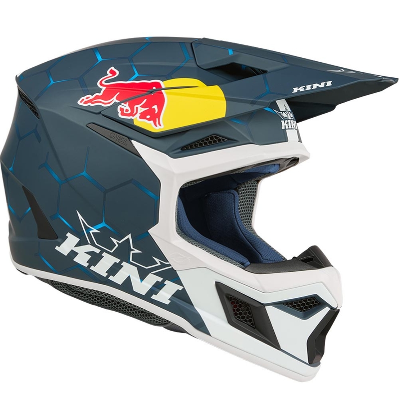 Casco da motocross per bambini KINI Red Bull MX3 1.0 blu-bianco