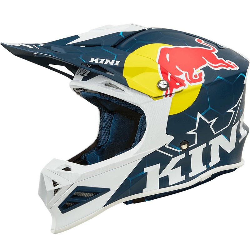 Casco da motocross KINI Red Bull MXC1 1.0 blu-bianco