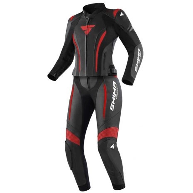 Tuta moto da donna Shima Miura 2.0 nero-rosso
