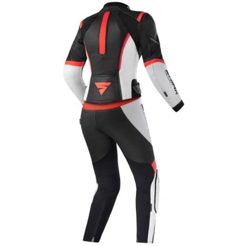 Tuta moto donna Shima Miura 2.0 nero-bianco-rosso fluo