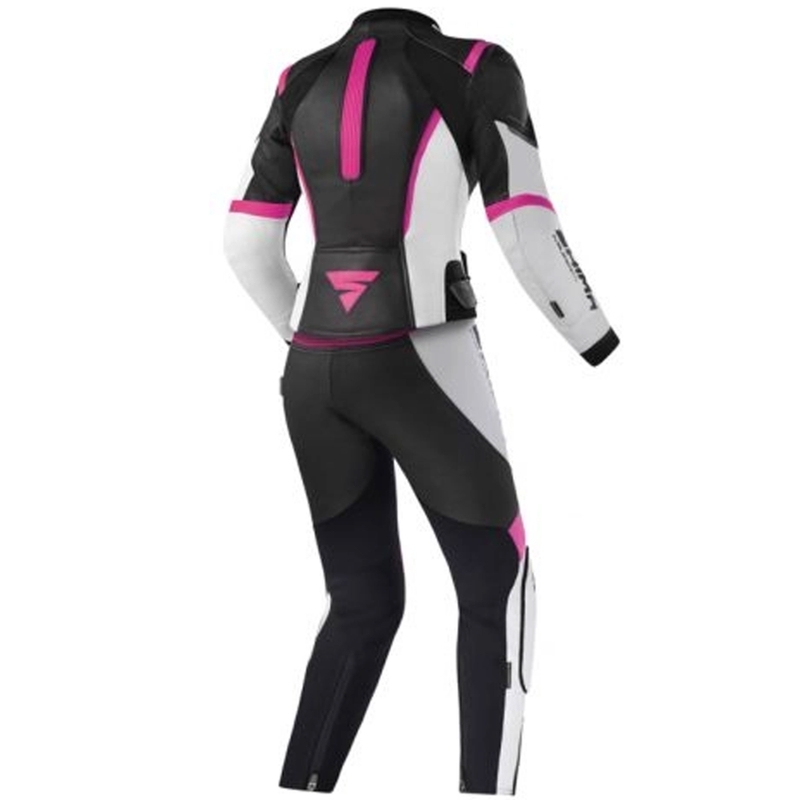 Tuta moto da donna Shima Miura 2.0 nero-bianco-rosa