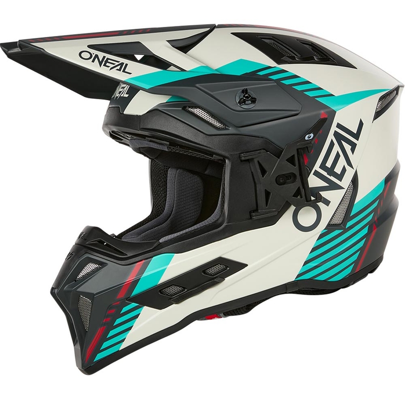 Casco da motocross O'Neal EX-SRS Quin grigio-turchese