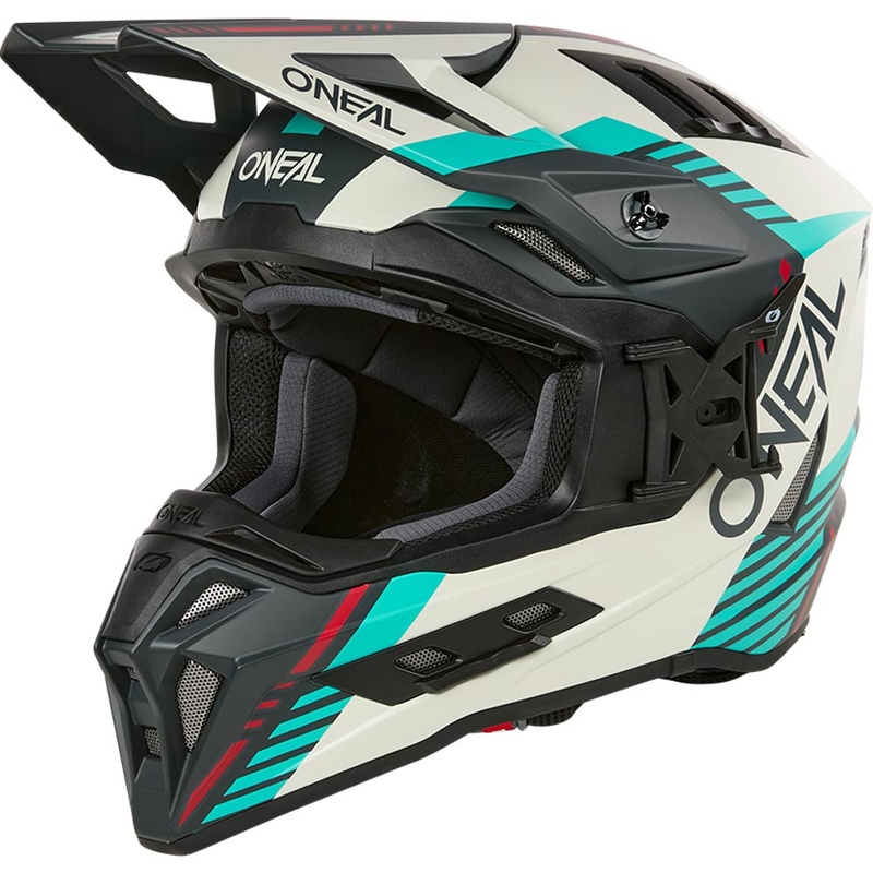 Casco da motocross O'Neal EX-SRS Quin grigio-turchese