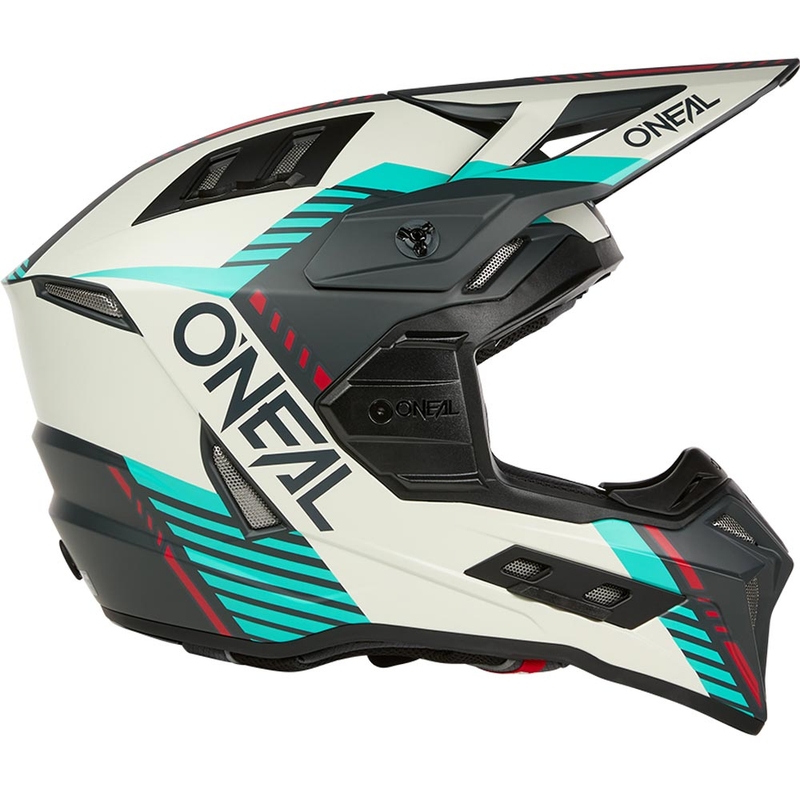 Casco da motocross O'Neal EX-SRS Quin grigio-turchese