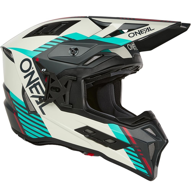 Casco da motocross O'Neal EX-SRS Quin grigio-turchese