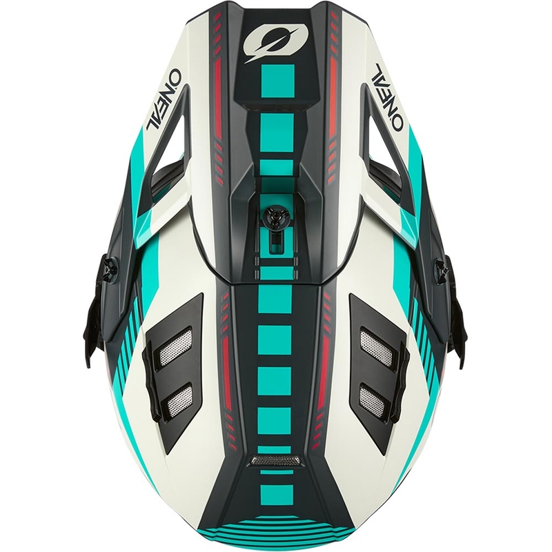 Casco da motocross O'Neal EX-SRS Quin grigio-turchese
