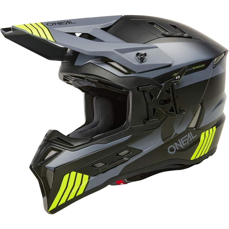 Casco da motocross O´Neal EX-SRS Hitch nero-grigio-giallo fluo