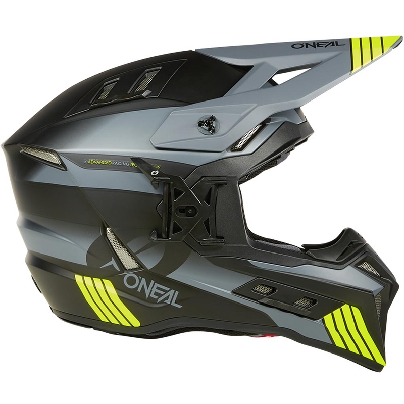 Casco da motocross O´Neal EX-SRS Hitch nero-grigio-giallo fluo