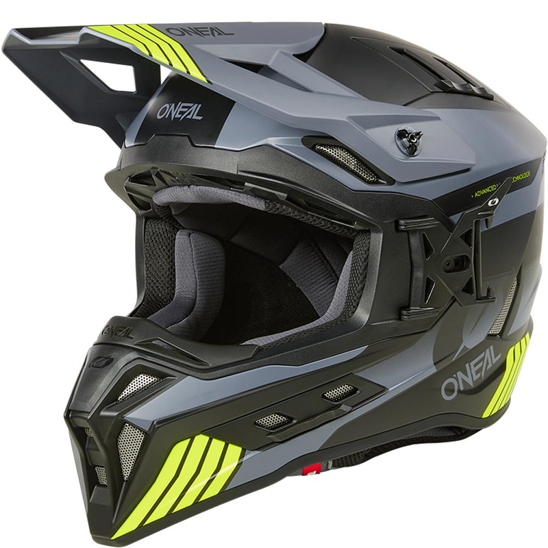 Casco da motocross O´Neal EX-SRS Hitch nero-grigio-giallo fluo