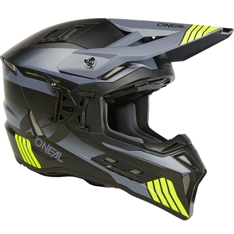 Casco da motocross O´Neal EX-SRS Hitch nero-grigio-giallo fluo