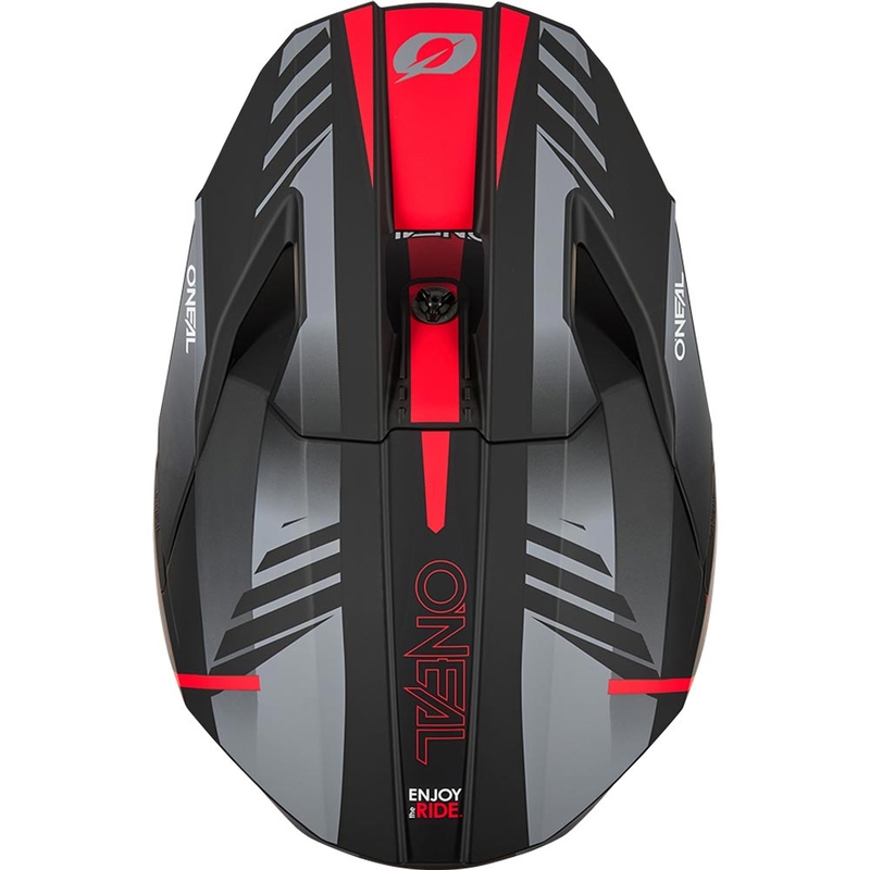 Casco da motocross O'Neal 3SRS Haze nero opaco-grigio-rosso